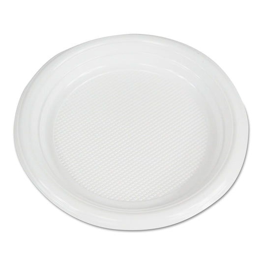 Boardwalk Hi-Impact Plastic Dinnerware, Plate, 6" dia, White, 1,000/Carton
