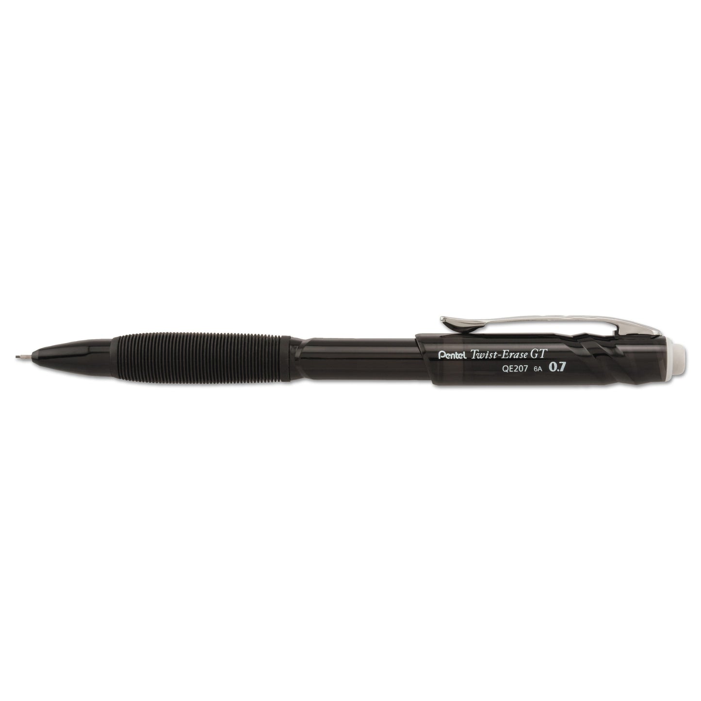 Pentel Twist-Erase GT Pencils, 0.7 mm, HB (#2.5), Black Lead, Black Barrel