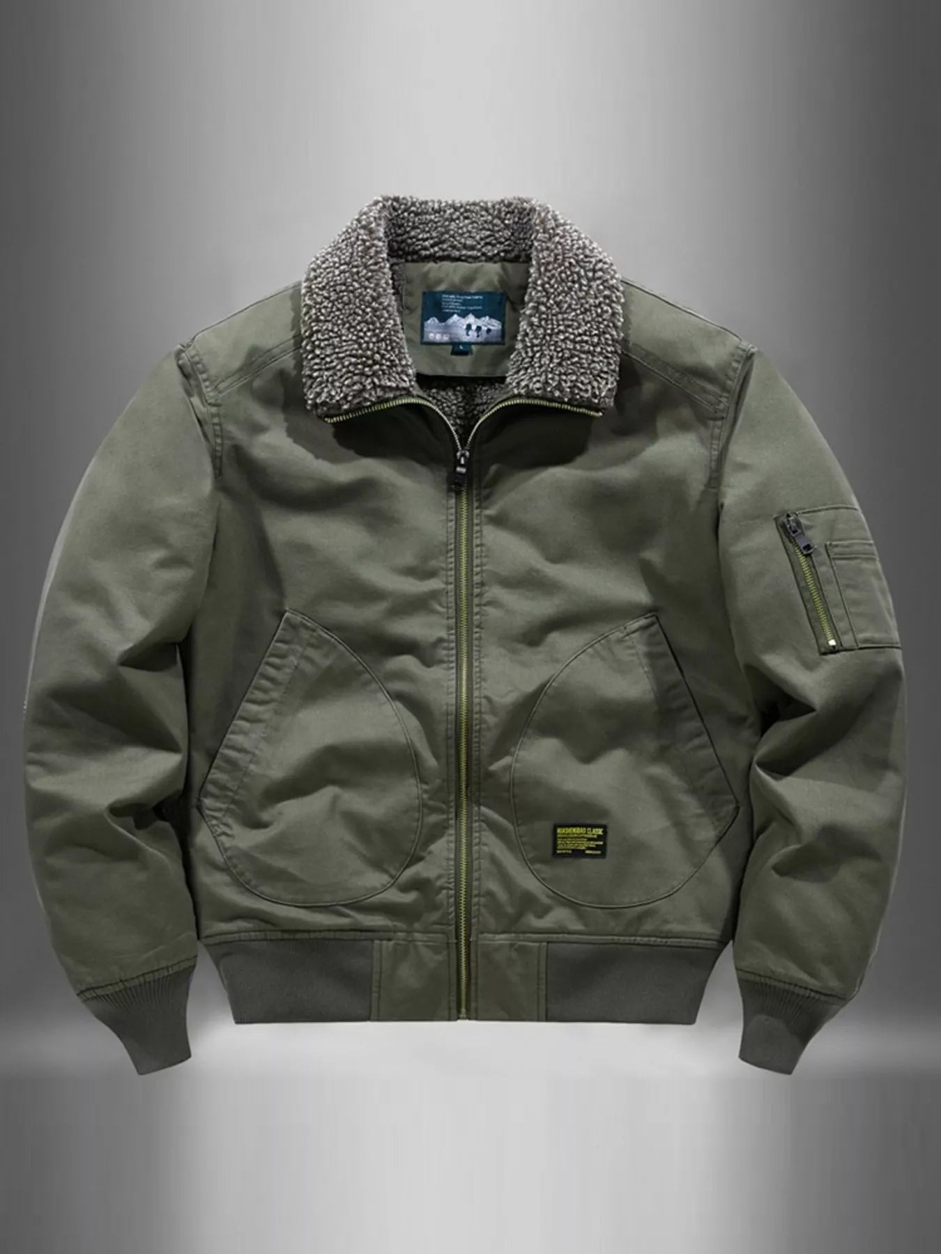 Men's Plus Size Zip Up Fur Collar Jacket