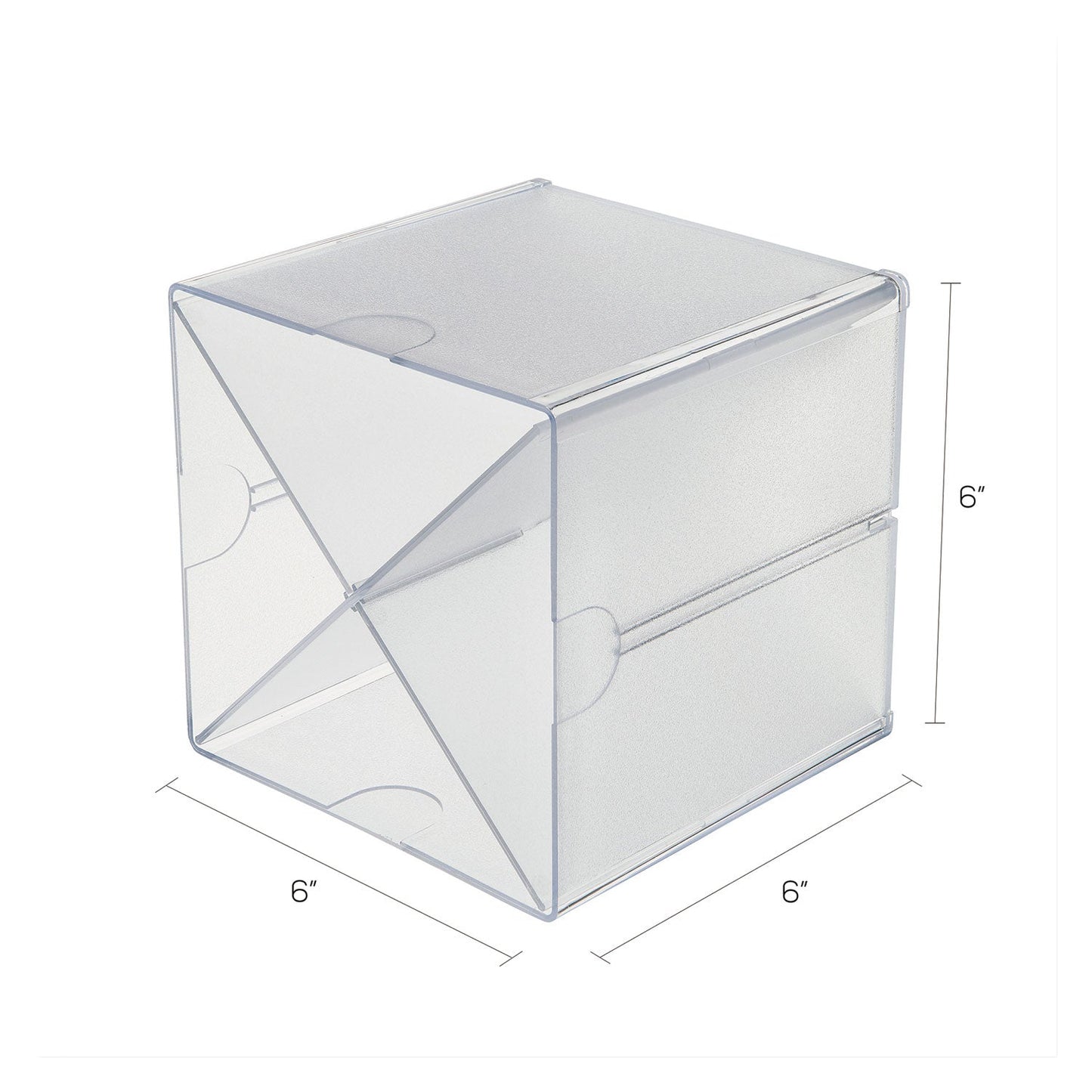 deflecto Stackable Cube Organizer, X Divider, 4 Compartments, Plastic, 6 x 7.2 x 6, Clear