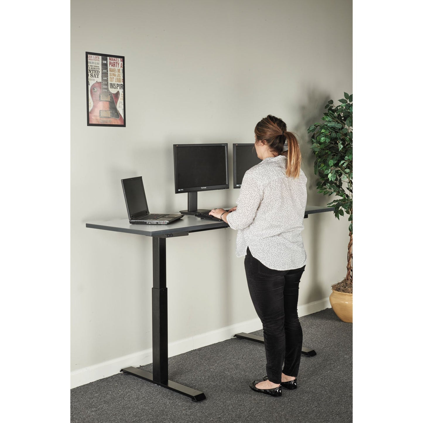 Alera 2-Stage Electric Adjustable Table Base, 48 to 72w x 24 to 36d x 27.5 to 47.2h, Black