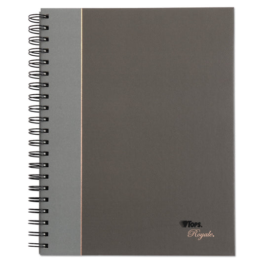 TOPS Royale Wirebound Business Notebooks, 1 Subject, Medium/College Rule, Black/Gray Cover, 8.25 x 5.88, 96 Sheets