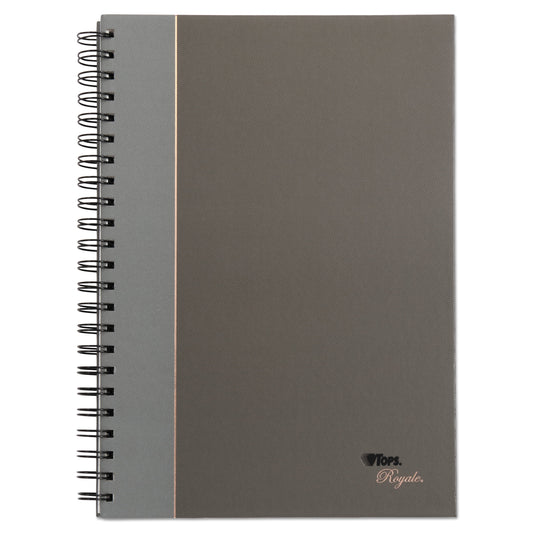 TOPS Royale Wirebound Business Notebooks, 1 Subject, Medium/College Rule, Black/Gray Cover, 11.75 x 8.25, 96 Sheets
