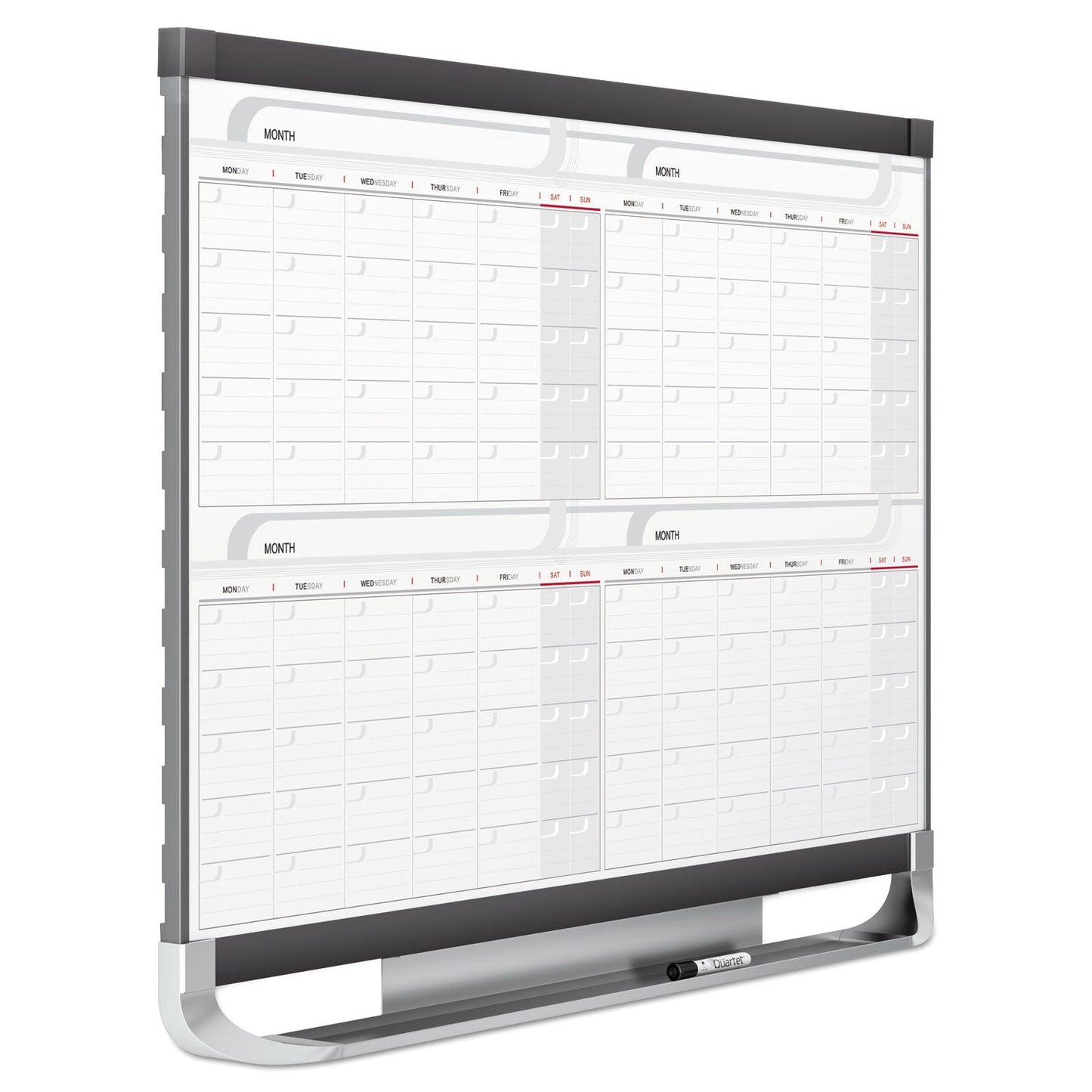 Quartet Prestige 2 Magnetic Total Erase 4-Month Calendar, 36 x 24, Graphite Color Frame