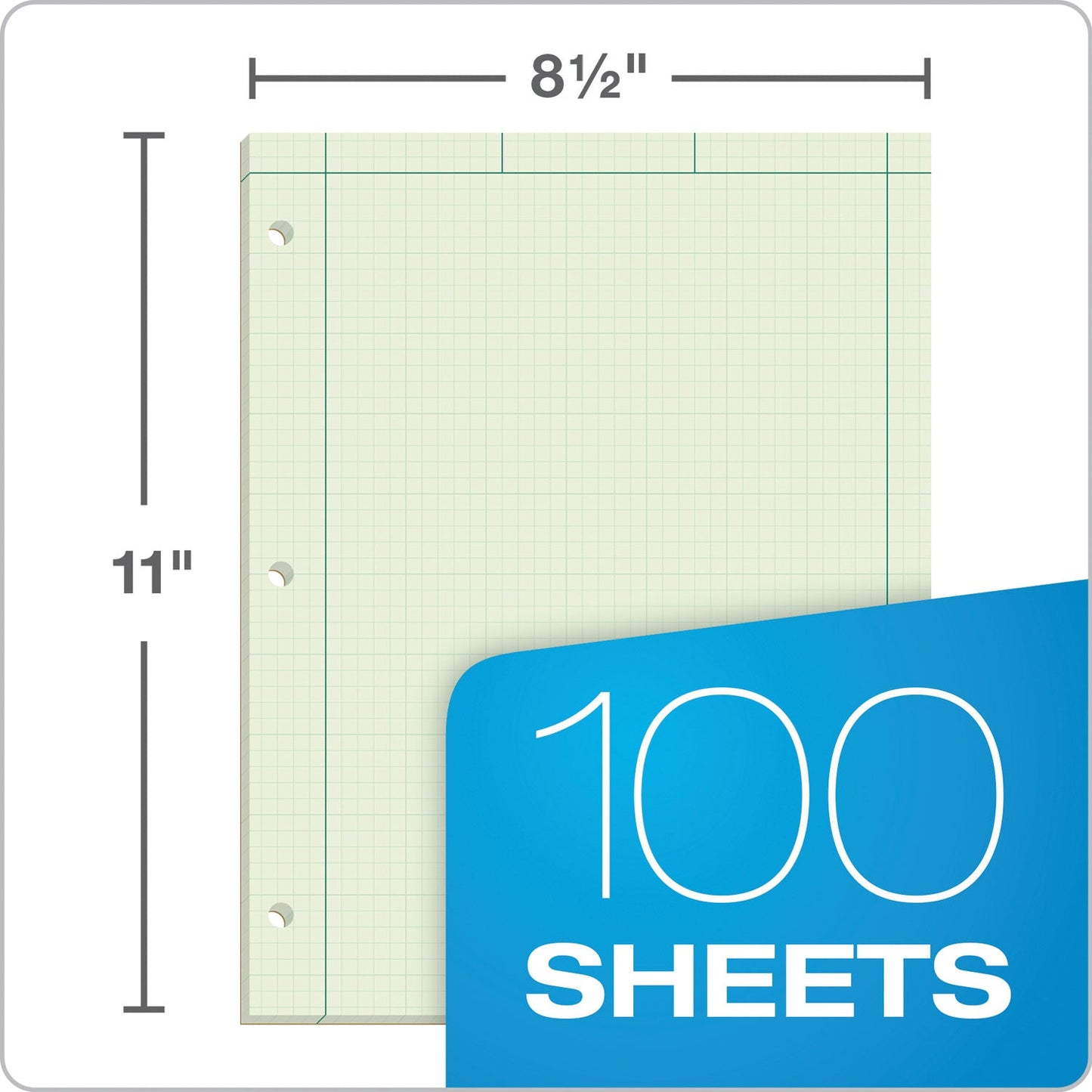 TOPS Engineering Computation Pads, Cross-Section Quad Rule (5 sq/in, 1 sq/in), Black/Green Cover, 100 Green-Tint 8.5 x 11 Sheets