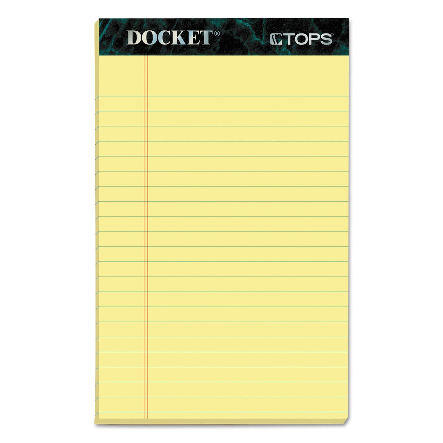 TOPS Docket Ruled Perforated Pads, Narrow Rule, 50 Canary-Yellow 5 x 8 Sheets, 12/Pack