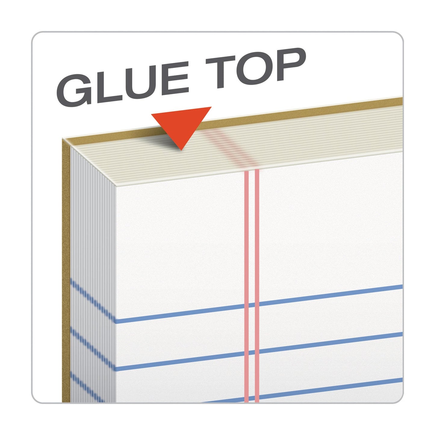 TOPS "The Legal Pad" Glue Top Pads, Wide/Legal Rule, 50 White 8.5 x 11 Sheets, 12/Pack
