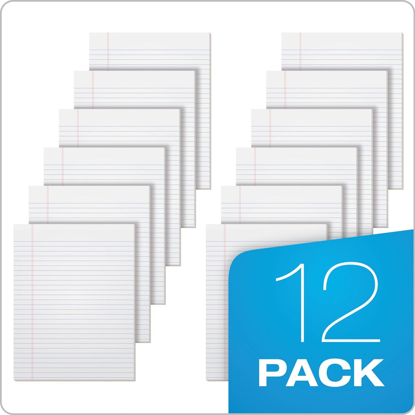 TOPS "The Legal Pad" Glue Top Pads, Wide/Legal Rule, 50 White 8.5 x 11 Sheets, 12/Pack