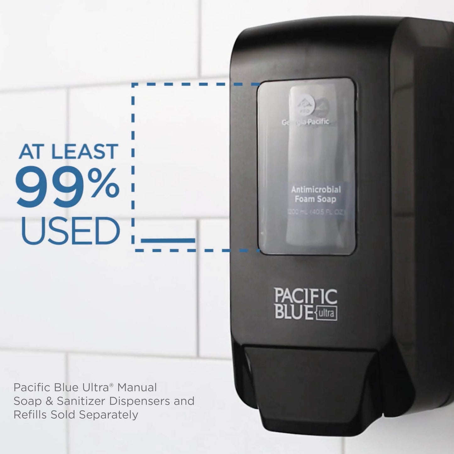 Georgia Pacific Pacific Blue Ultra Foam Soap Manual Dispenser Refill, Fragrance-Free, 1,200 mL, 4/Carton