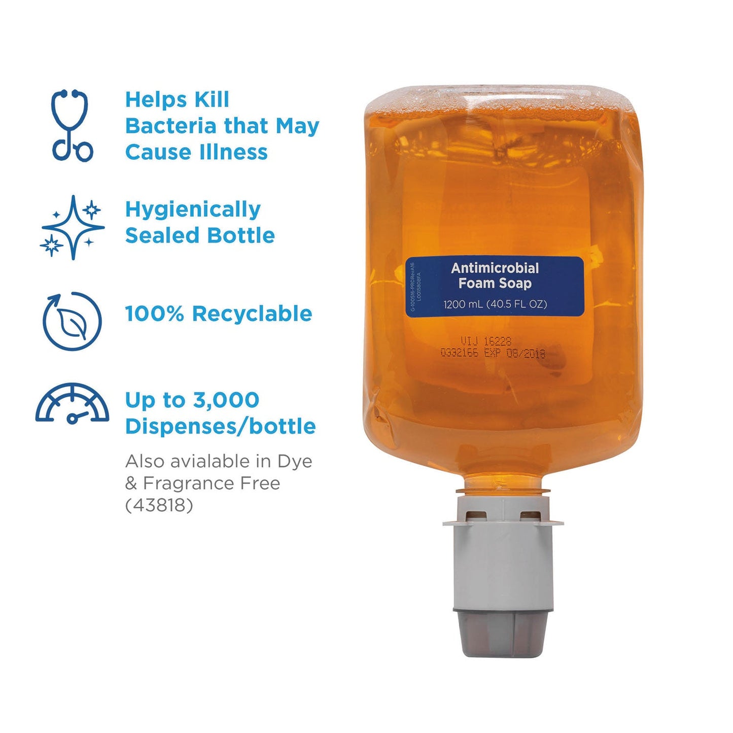 Georgia Pacific Pacific Blue Ultra Foam Soap Manual Dispenser Refill, Antimicrobial, Pacific Citrus, 1,200 mL, 4/Carton
