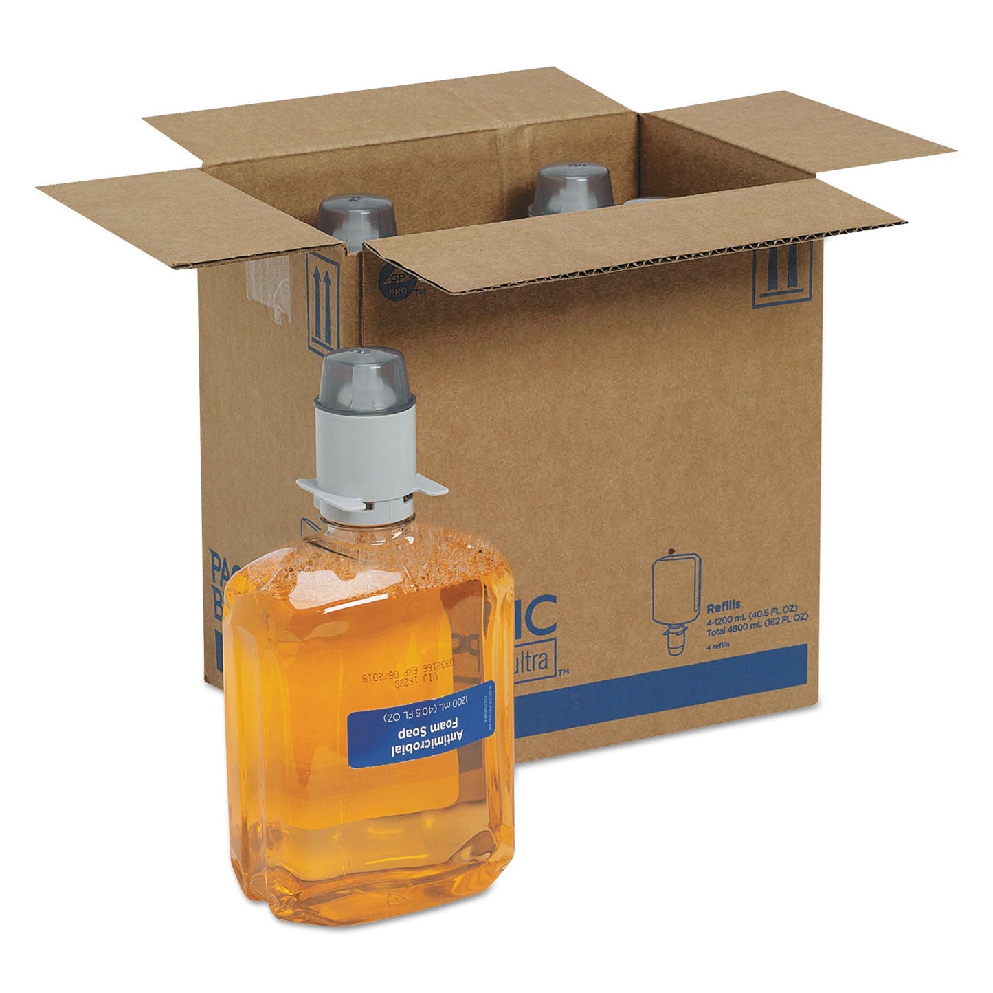 Georgia Pacific Pacific Blue Ultra Foam Soap Manual Dispenser Refill, Antimicrobial, Pacific Citrus, 1,200 mL, 4/Carton