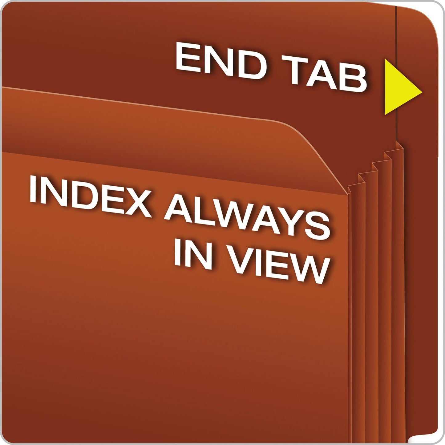 Pendaflex Heavy-Duty End Tab File Pockets, 3.5" Expansion, Letter Size, Red Fiber, 10/Box