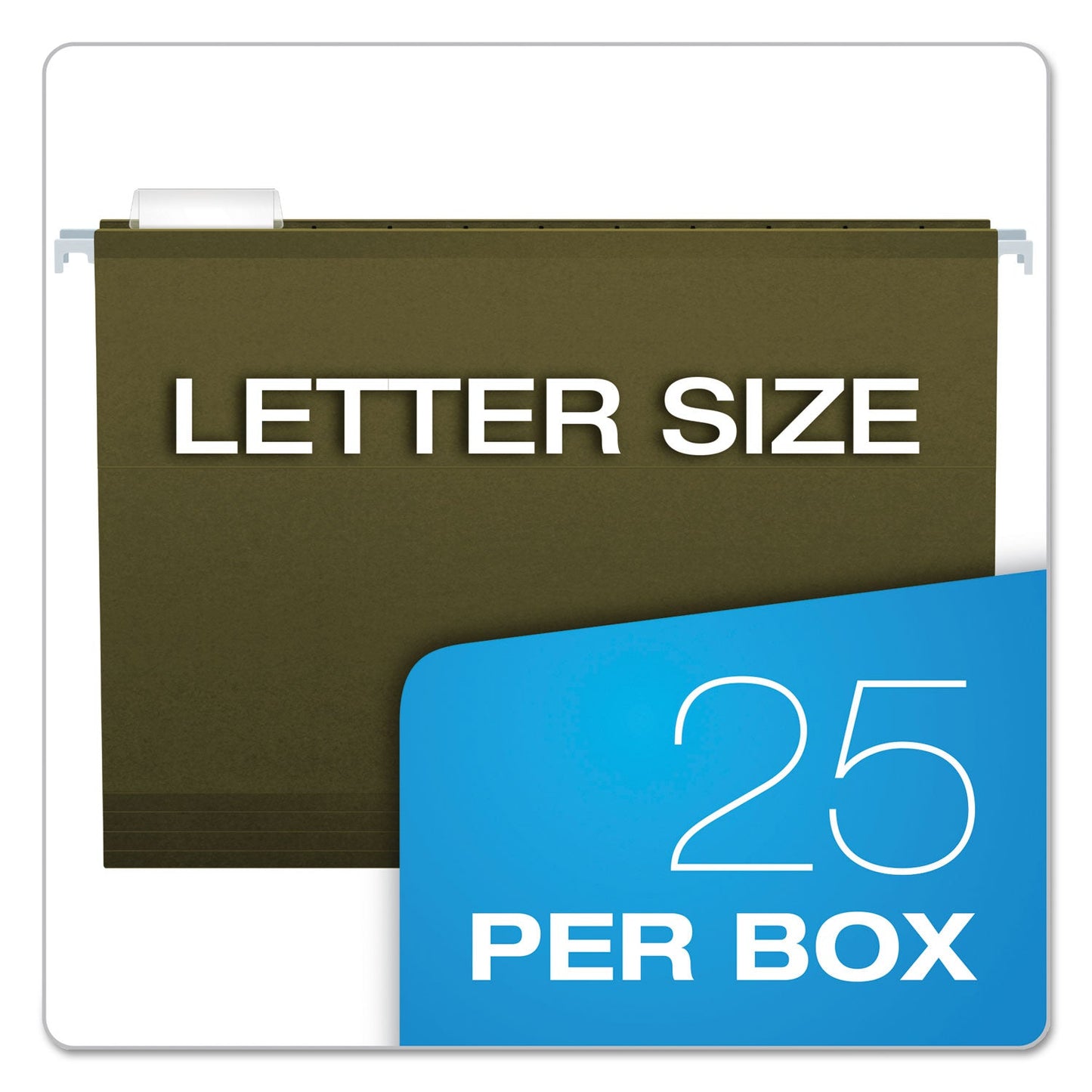 Pendaflex Extra Capacity Reinforced Hanging File Folders with Box Bottom, 3" Capacity, Letter Size, 1/5-Cut Tabs, Green, 25/Box