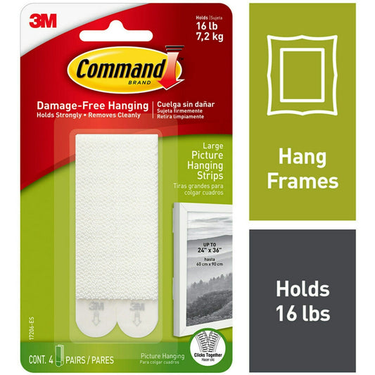 Command Large Picture Hanging Strips, White, 6 Pairs (12 Strips) – Damage-Free Hanging, Holds up to 16 lbs