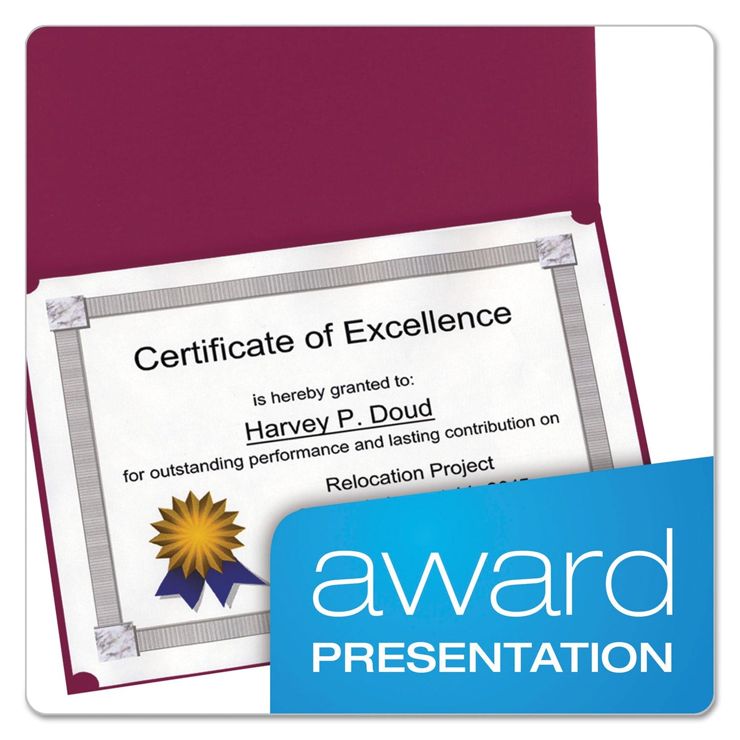 Oxford Certificate Holder, 11.25 x 8.75, Burgundy, 5/Pack