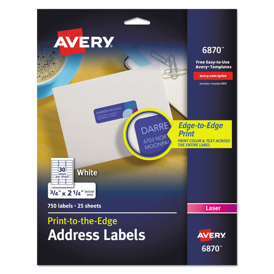 Avery Vibrant Laser Color-Print Labels w/ Sure Feed, 0.75 x 2.25, White, 750/PK