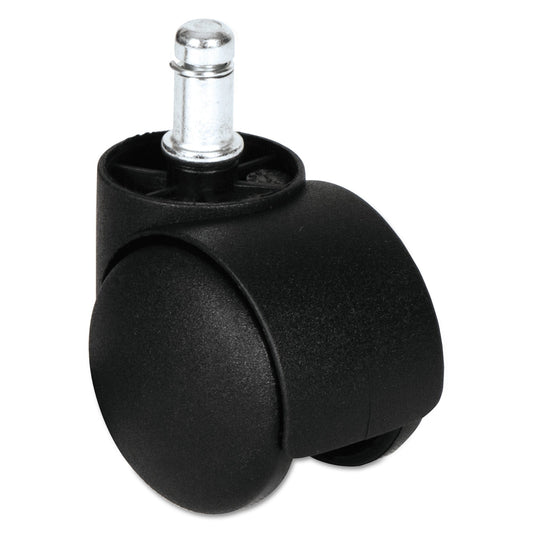 Alera Dual Wheel Hooded Casters, Grip Ring Type B Stem, 1.5" Hard Nylon Wheel, Matte Black, 5/Set