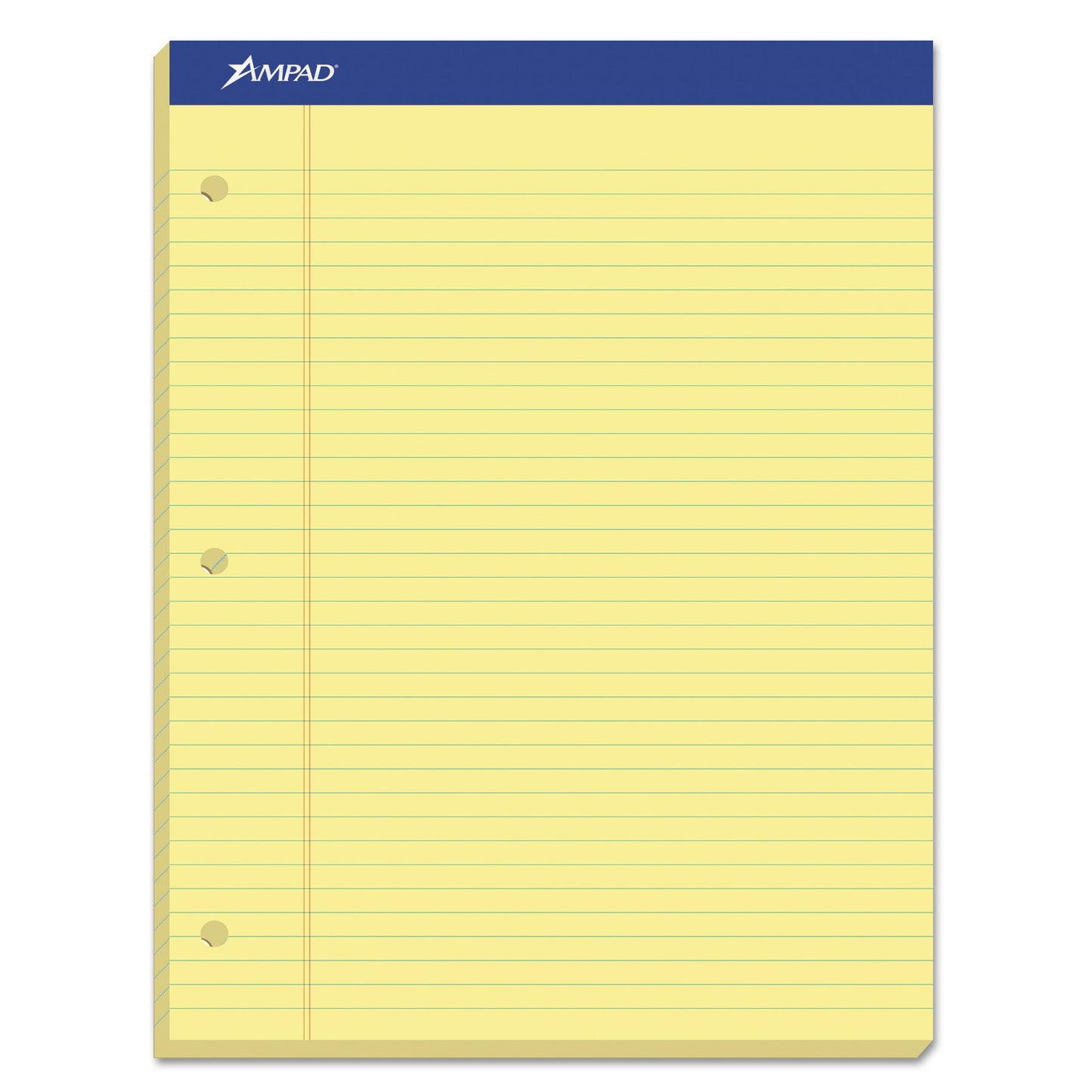 Ampad Double Sheet Pads, Narrow Rule, 100 Canary-Yellow 8.5 x 11.75 Sheets