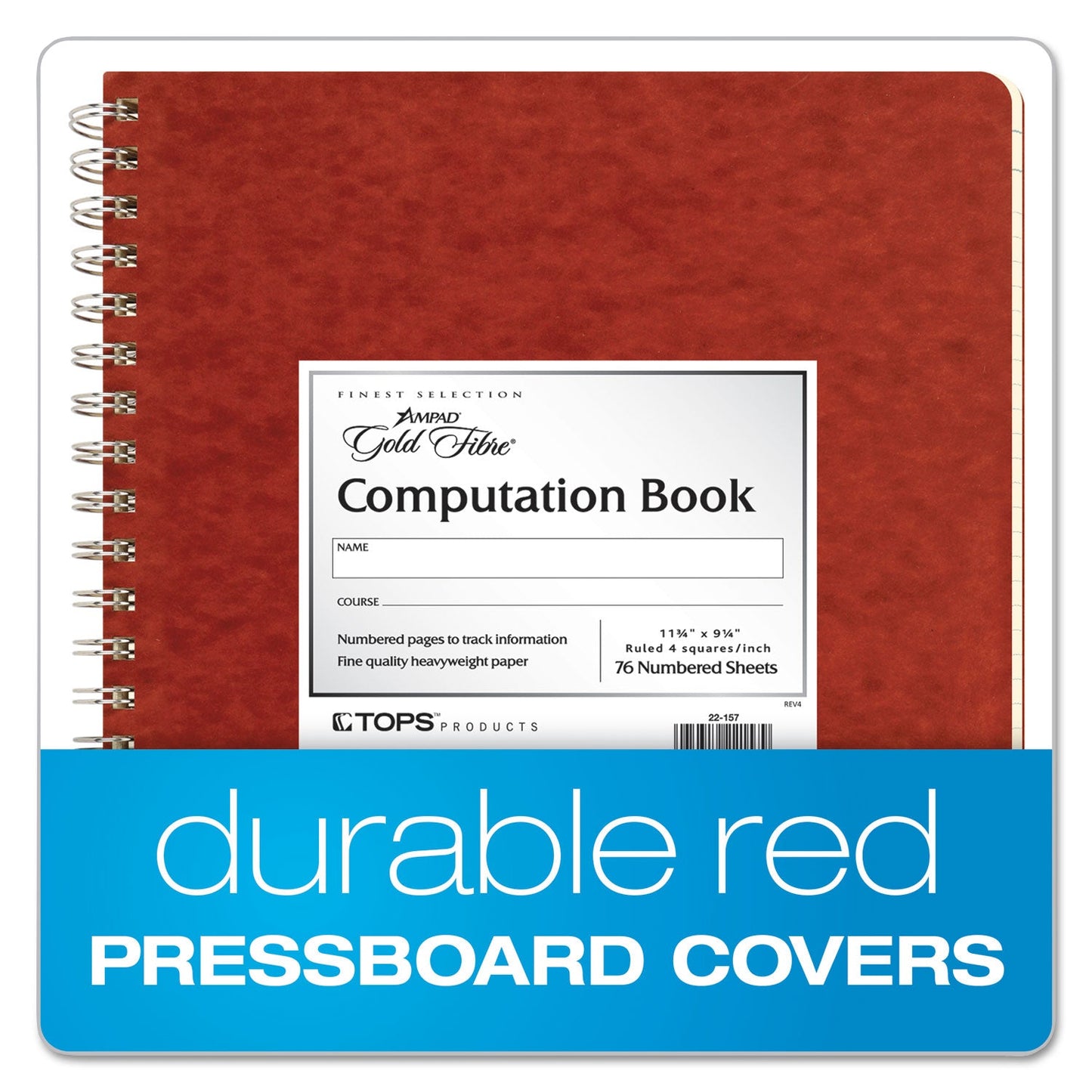 Ampad Computation Book, Quadrille Rule, Brown Cover, 11.75 x 9.25, 76 Sheets