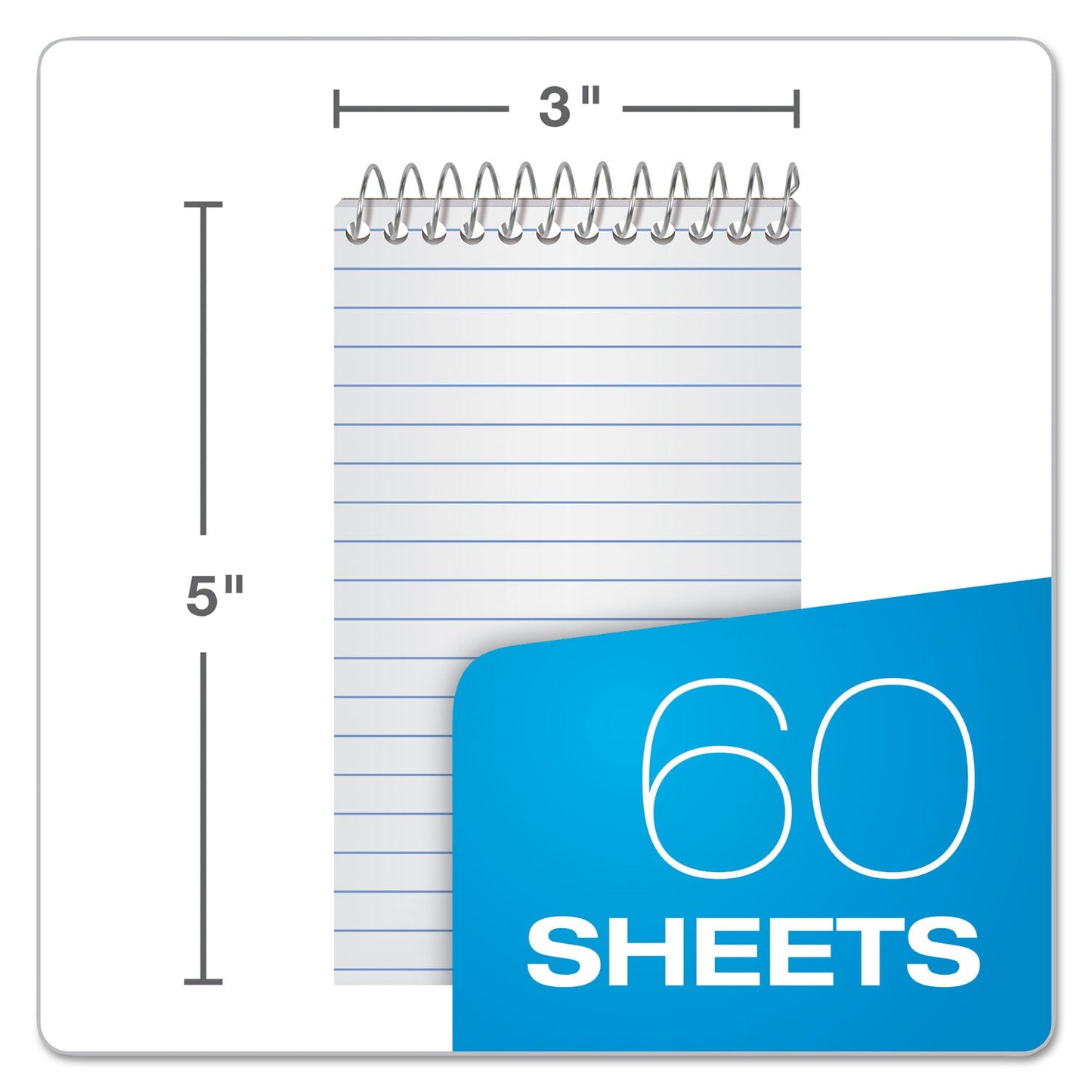 Ampad Memo Pads, Narrow Rule, Assorted Cover Colors, 60 White 3 x 5 Sheets, 3/Pack