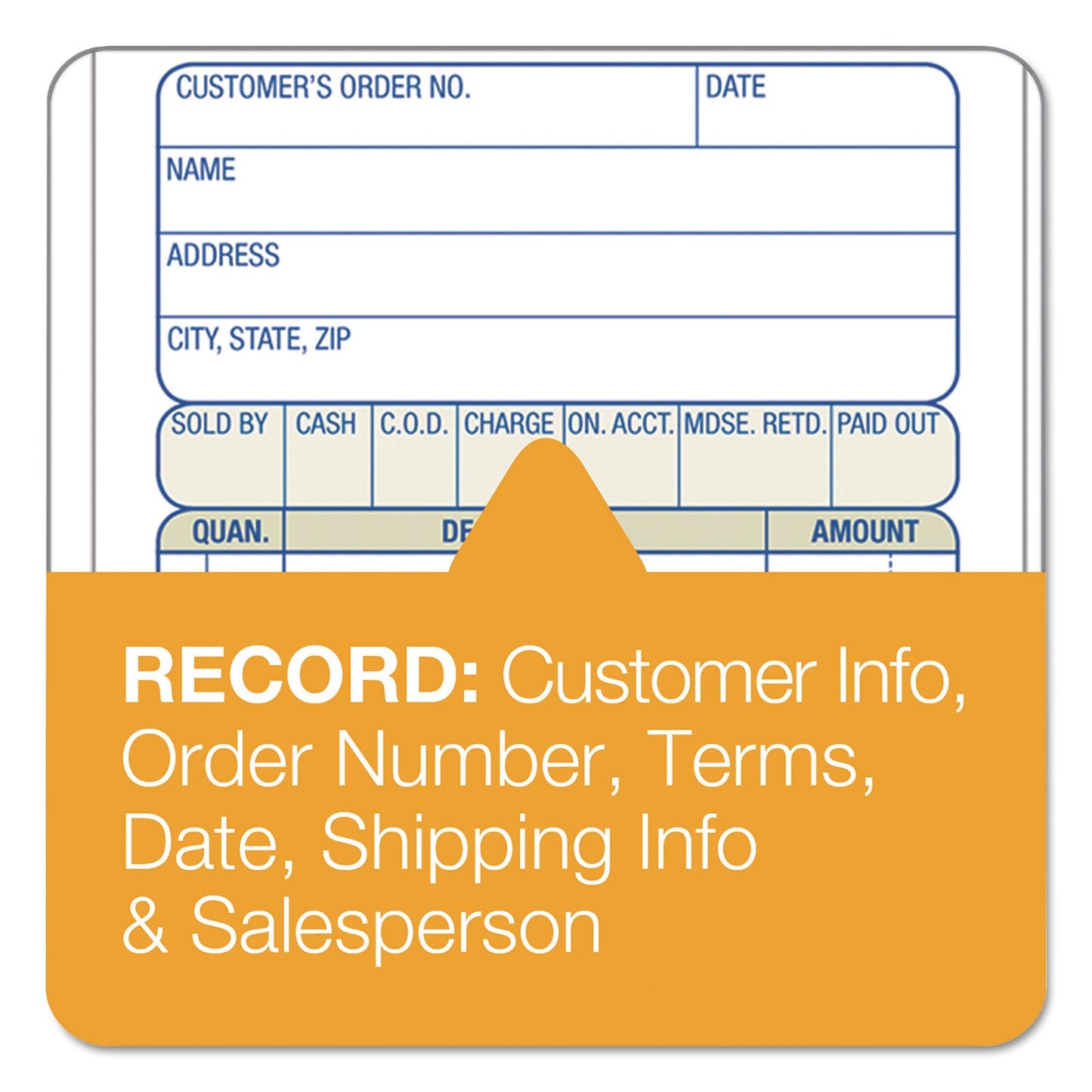 Adams Two-Part Sales Book, Two-Part Carbon, 3.38 x 6.69, 1/Page, 50 Forms