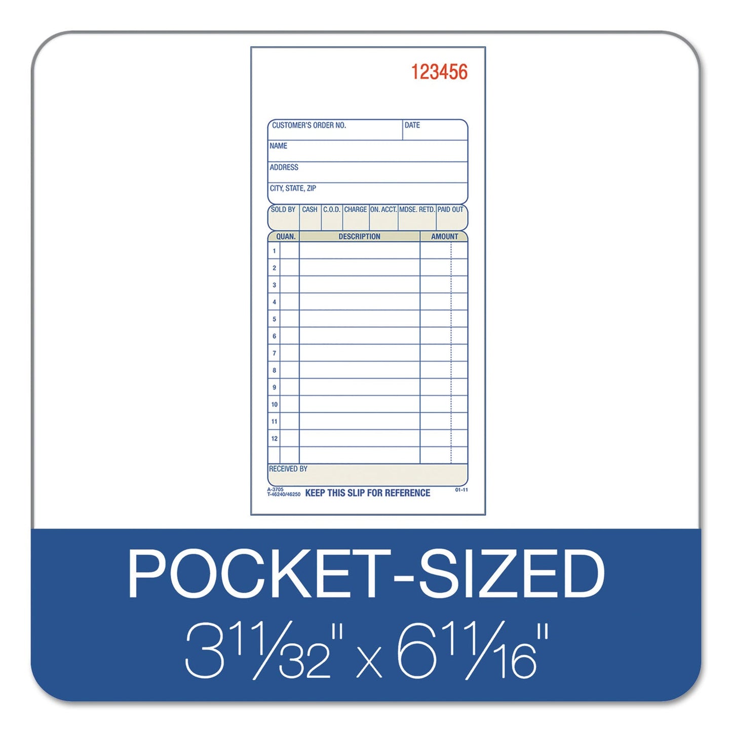 Adams Carbonless Sales Order Book, Three-Part Carbonless, 3.25 x 7.13, 50 Forms