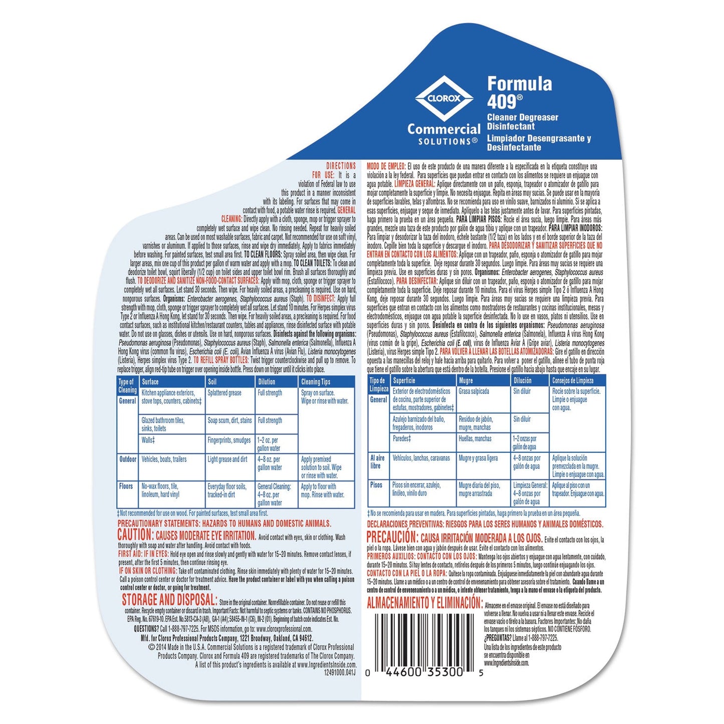 Formula 409 Cleaner Degreaser Disinfectant, Refill, 128 oz Refill, 4/Carton