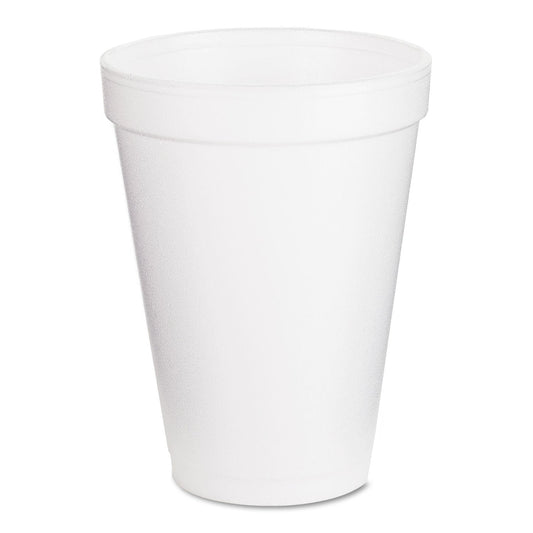 Dart Foam Drink Cups, 12 oz, White, 25/Pack