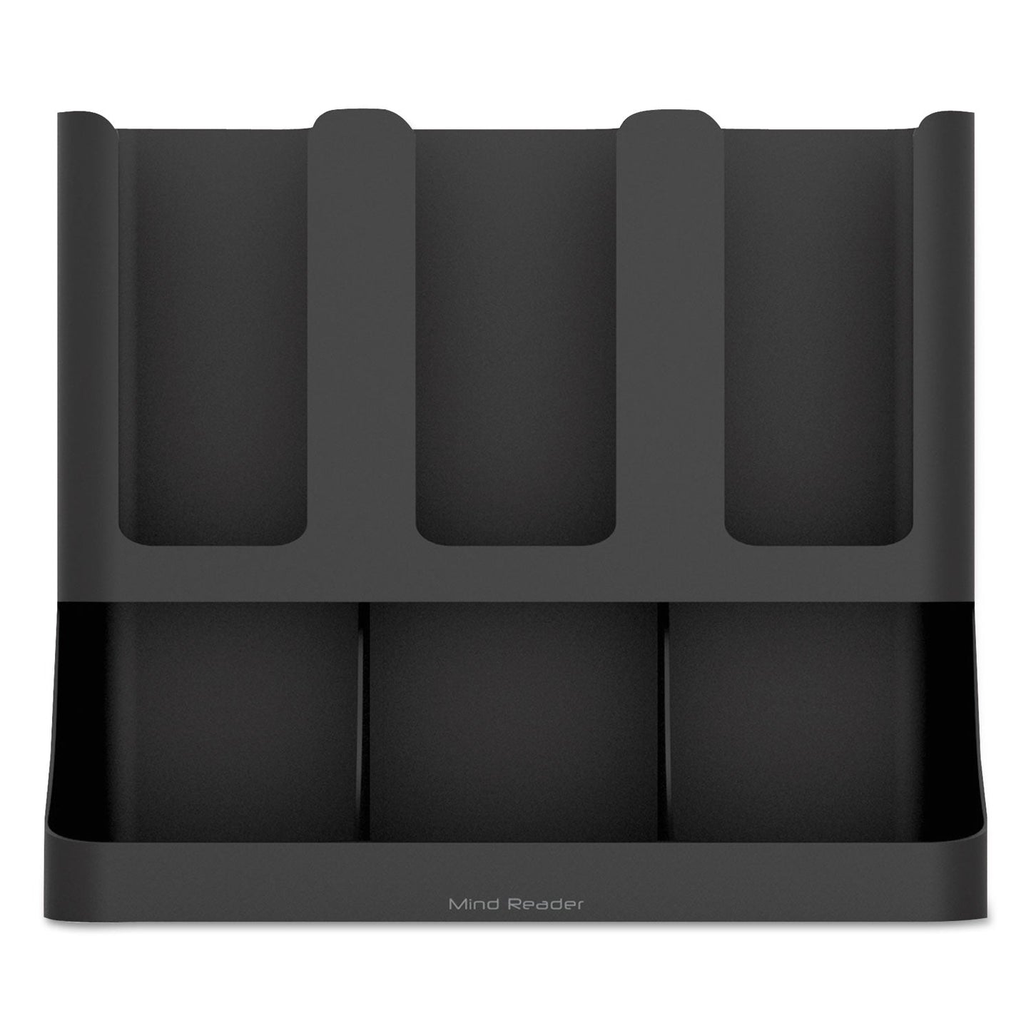 Mind Reader Flume Six-Section Upright Coffee Condiment/Cup Organizer, 11.5 x 6.5 x 15, Black