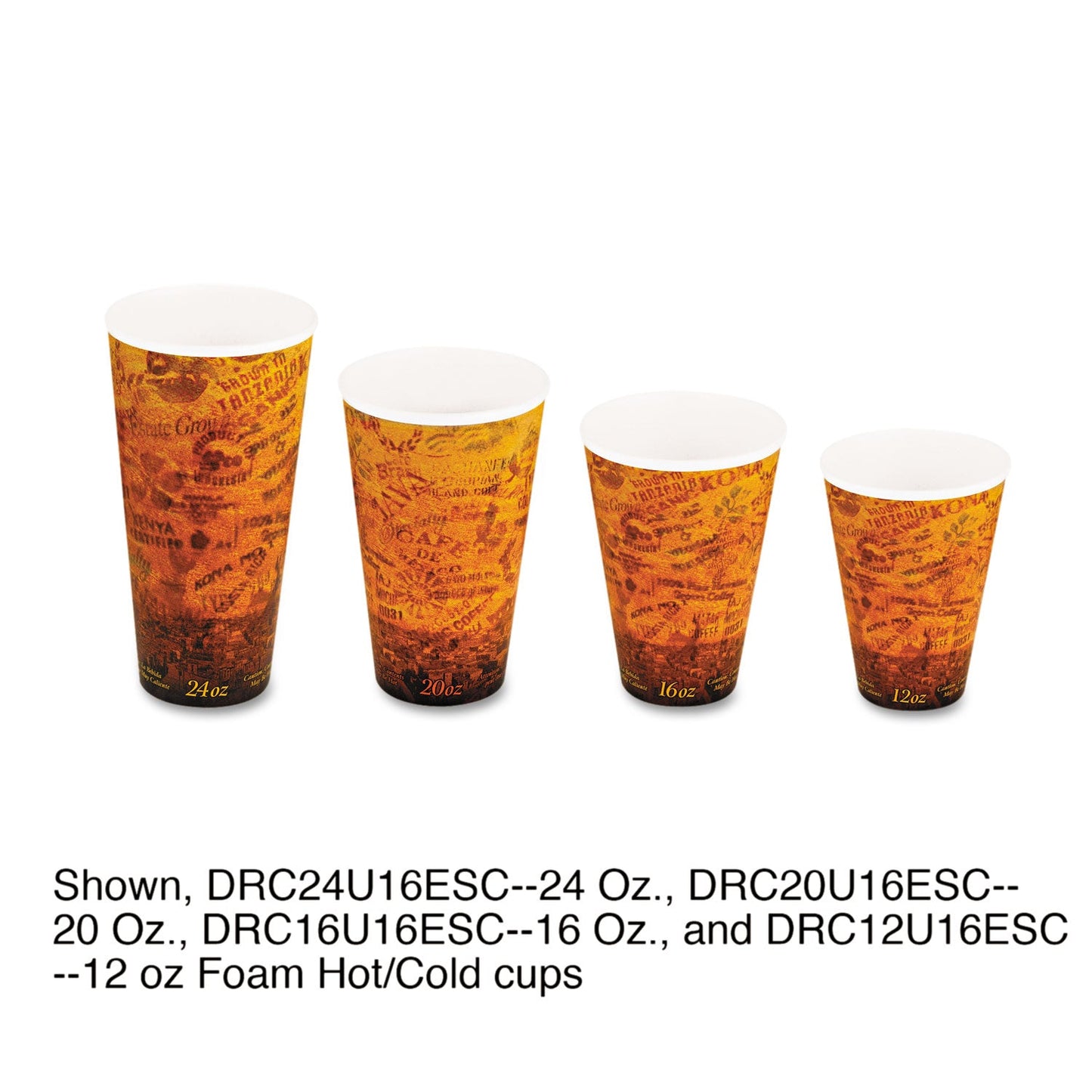 Dart Fusion Escape Foam Hot/Cold Cups, 20 oz, Brown/Black, 500/Carton