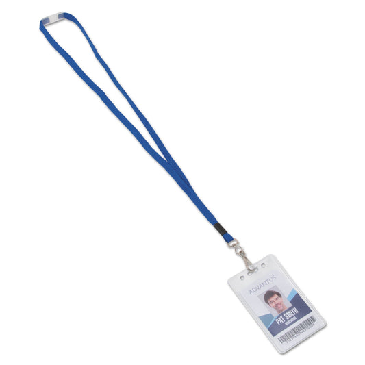 Advantus Breakaway Lanyards, Metal J-Hook Fastener, 36" Long, Blue, 24/Box