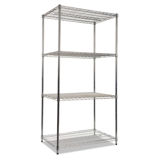 Alera NSF Certified Industrial Four-Shelf Wire Shelving Kit, 36w x 24d x 72h, Silver