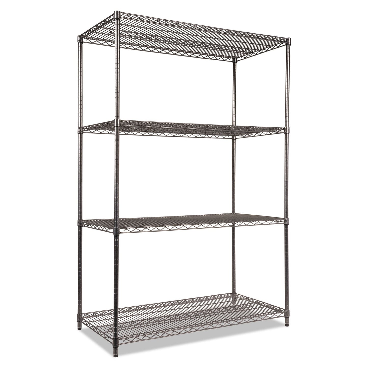 Alera Wire Shelving Starter Kit, Four-Shelf, 48w x 24d x 72h, Black Anthracite