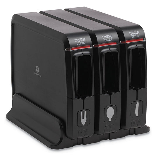 Dixie SmartStock Wrapped Cutlery Dispenser, Forks/Knives/Spoons, 12.44 x 11.17 x 10.5, Black
