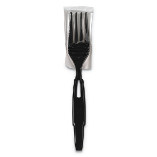 Dixie SmartStock Wrapped Heavy-Weight Cutlery Refill, Fork, Black, 960/Carton