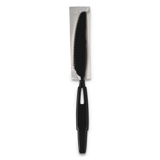 Dixie SmartStock Wrapped Heavy-Weight Cutlery Refill, Knife, Black, 960/Carton