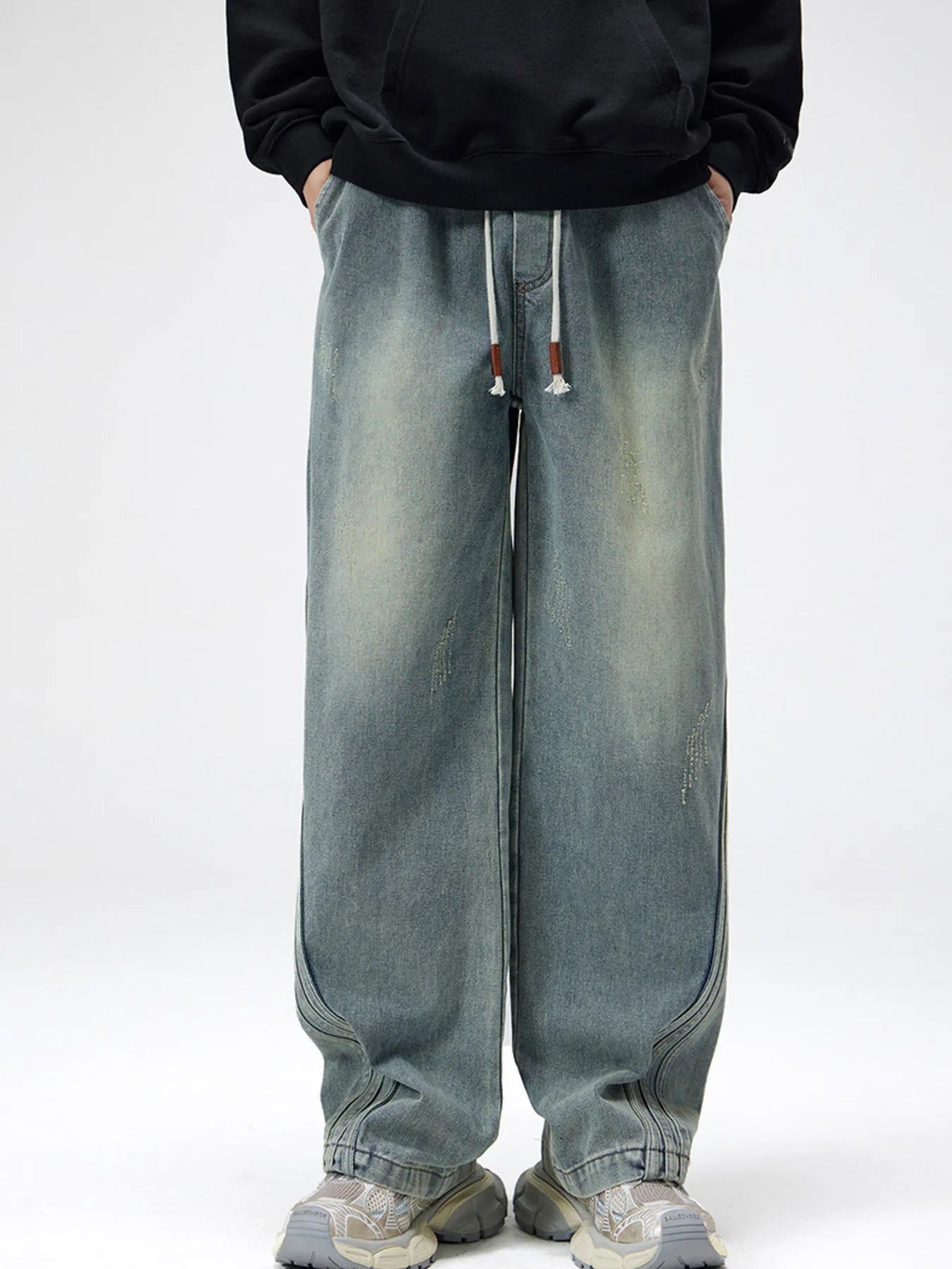 Men's Plus Size Wash Wide Leg Jeans