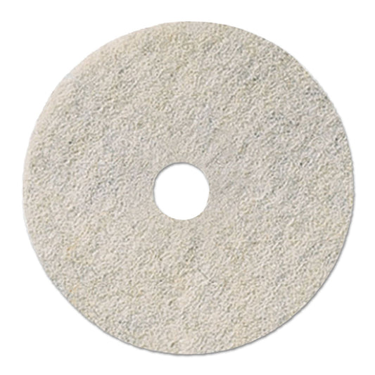 Boardwalk Natural Burnishing Floor Pads, 21" Diameter, White, 5/Carton