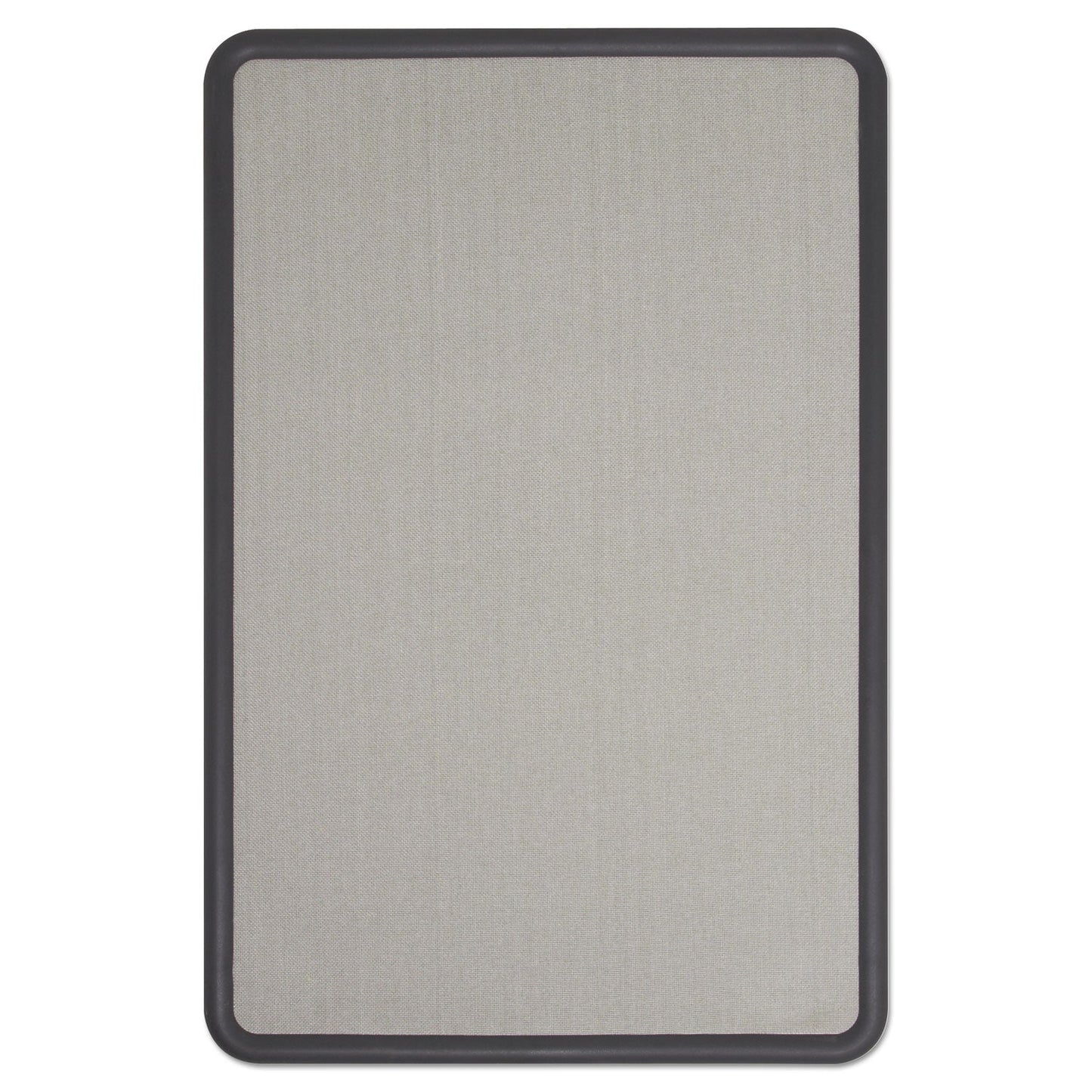 Quartet Contour Fabric Bulletin Board, 48 x 36, Gray Surface, Black Plastic Frame