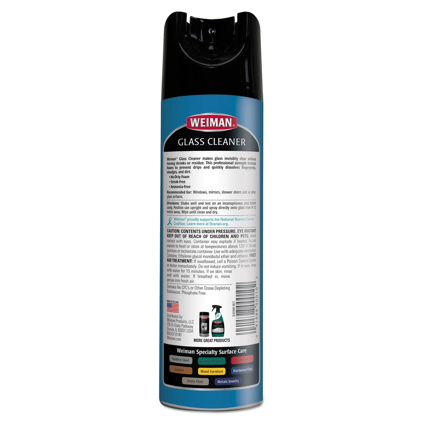 WEIMAN Foaming Glass Cleaner, 19 oz Aerosol Spray Can