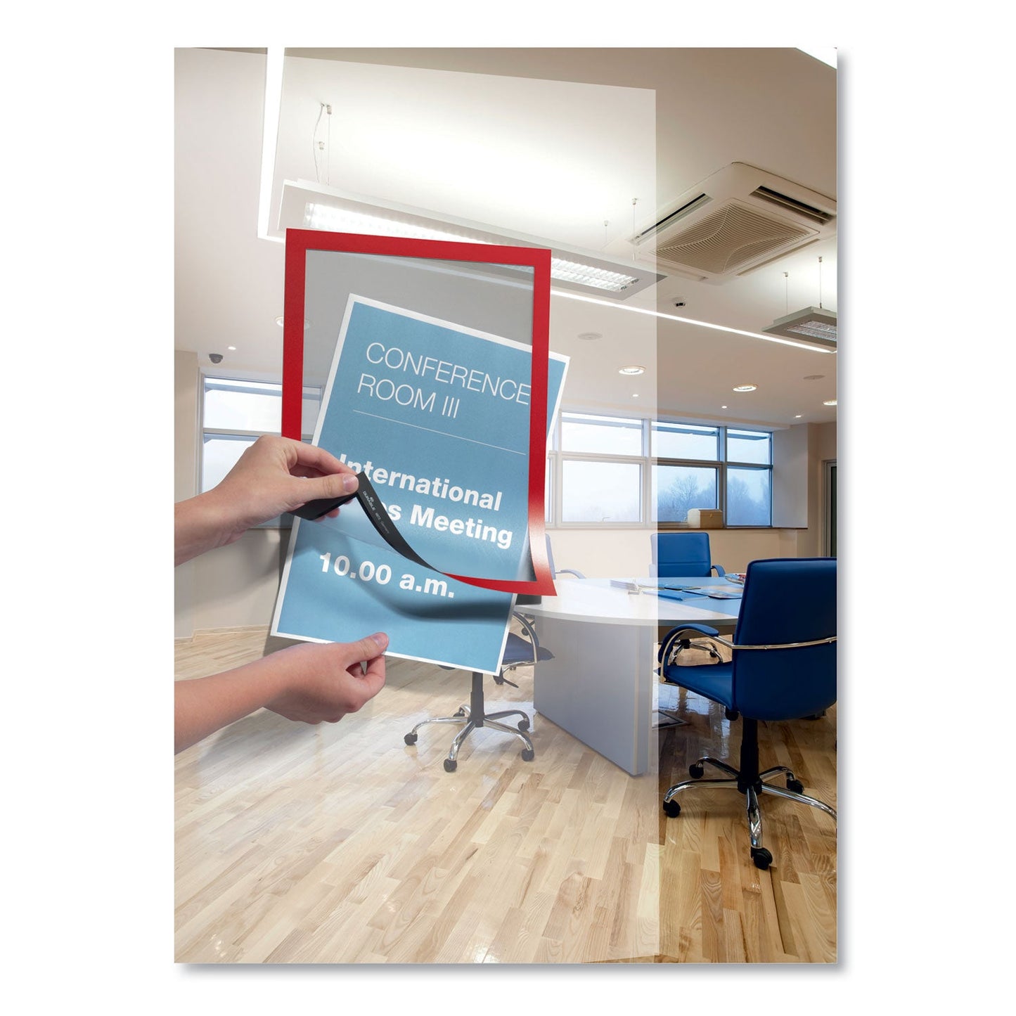 Durable DURAFRAME Sign Holder, 8.5 x 11, Red Frame, 2/Pack