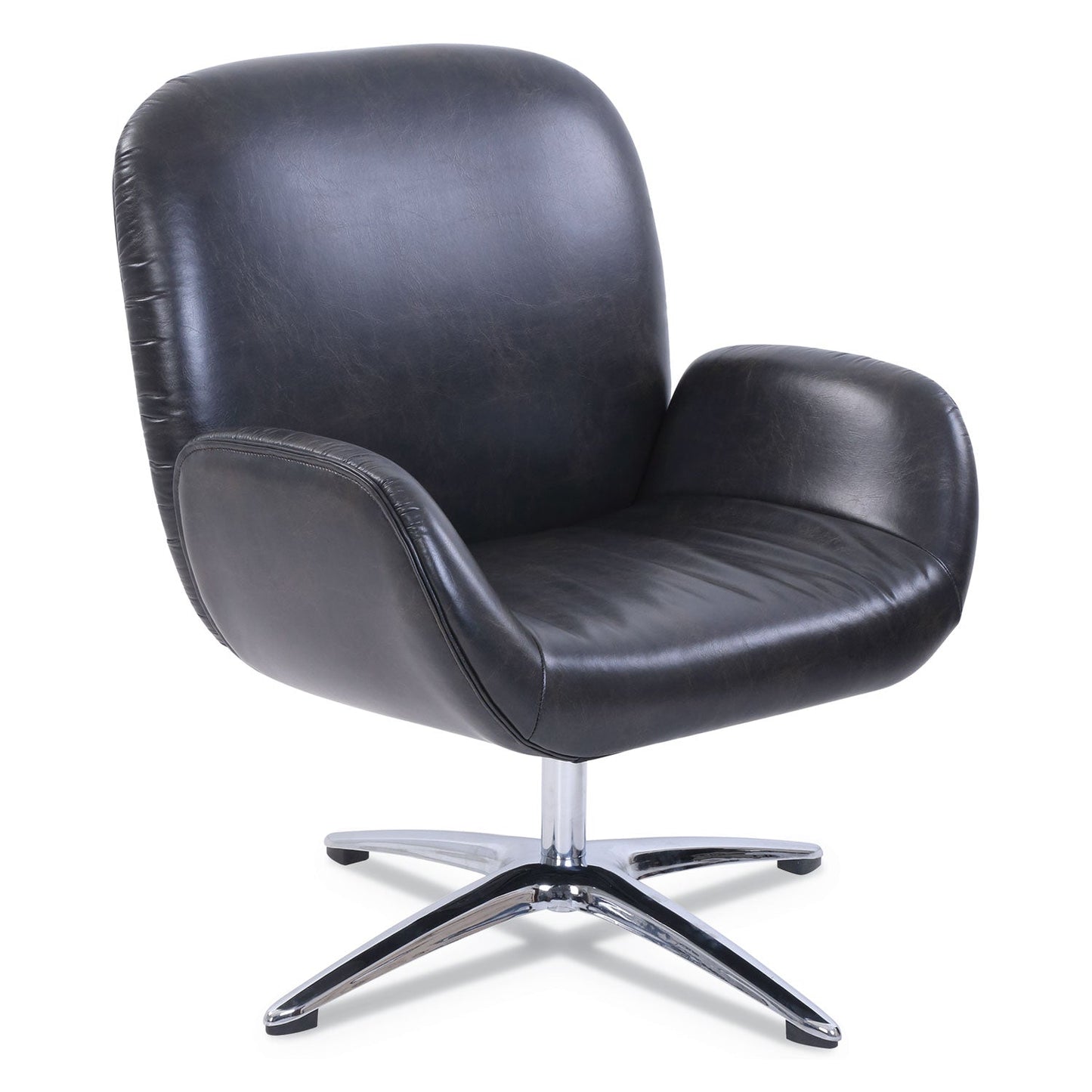 SertaPedic Tavern Collection Lounge Chair, 31.25" x 29.25" x 37.25", Distressed Brown Seat/Back, Chrome/Silver Base