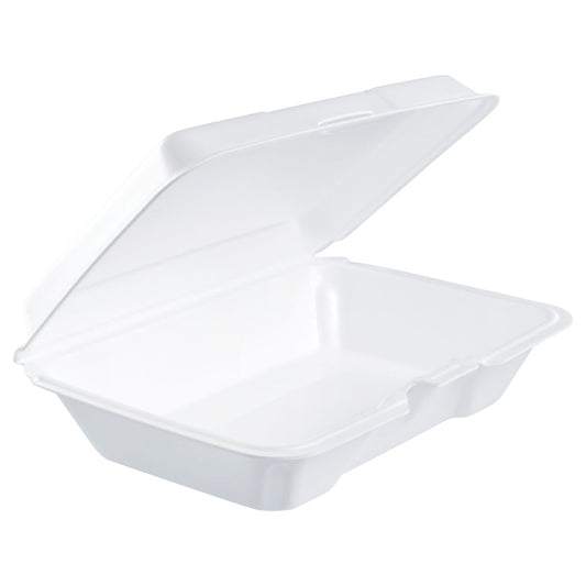 Dart Foam Hinged Lid Containers, 6.4 x 9.3 x 2.6, White, 200/Carton