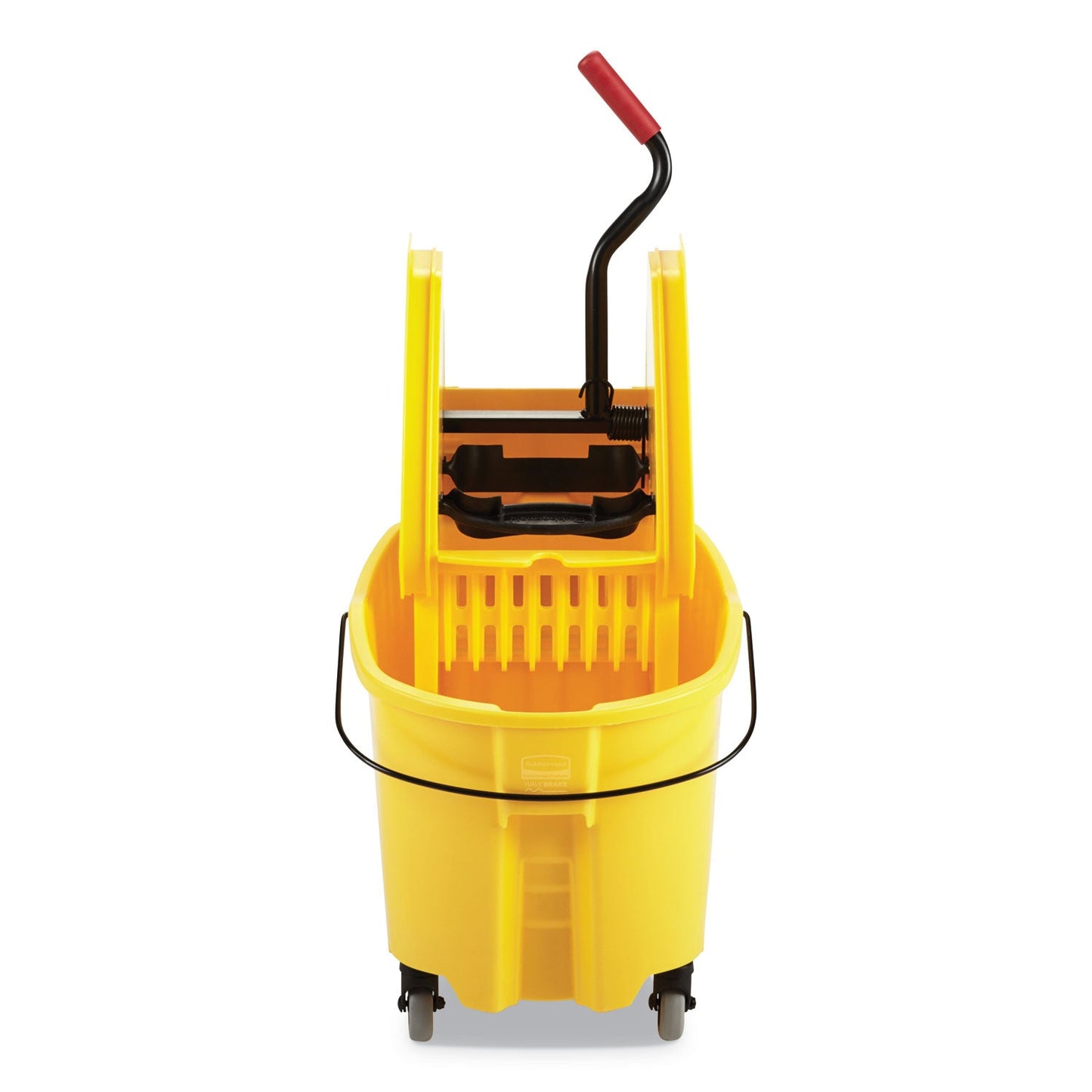 Rubbermaid WaveBrake 2.0 Bucket/Wringer Combos, Down-Press, 35 qt, Plastic, Yellow