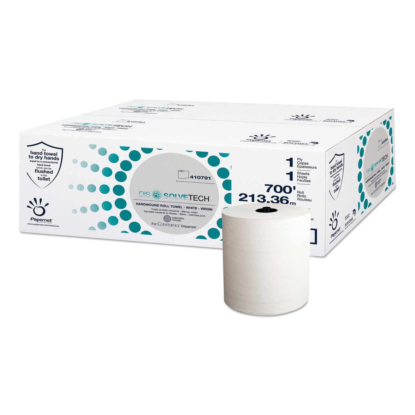 Papernet DissolveTech Paper Towel, 7.5" x 700 ft, White, 6/Carton