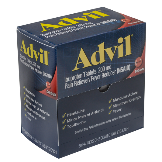 Advil Ibuprofen Tablets, Two-Pack, 50 Packs/Box - Effective Pain Relief