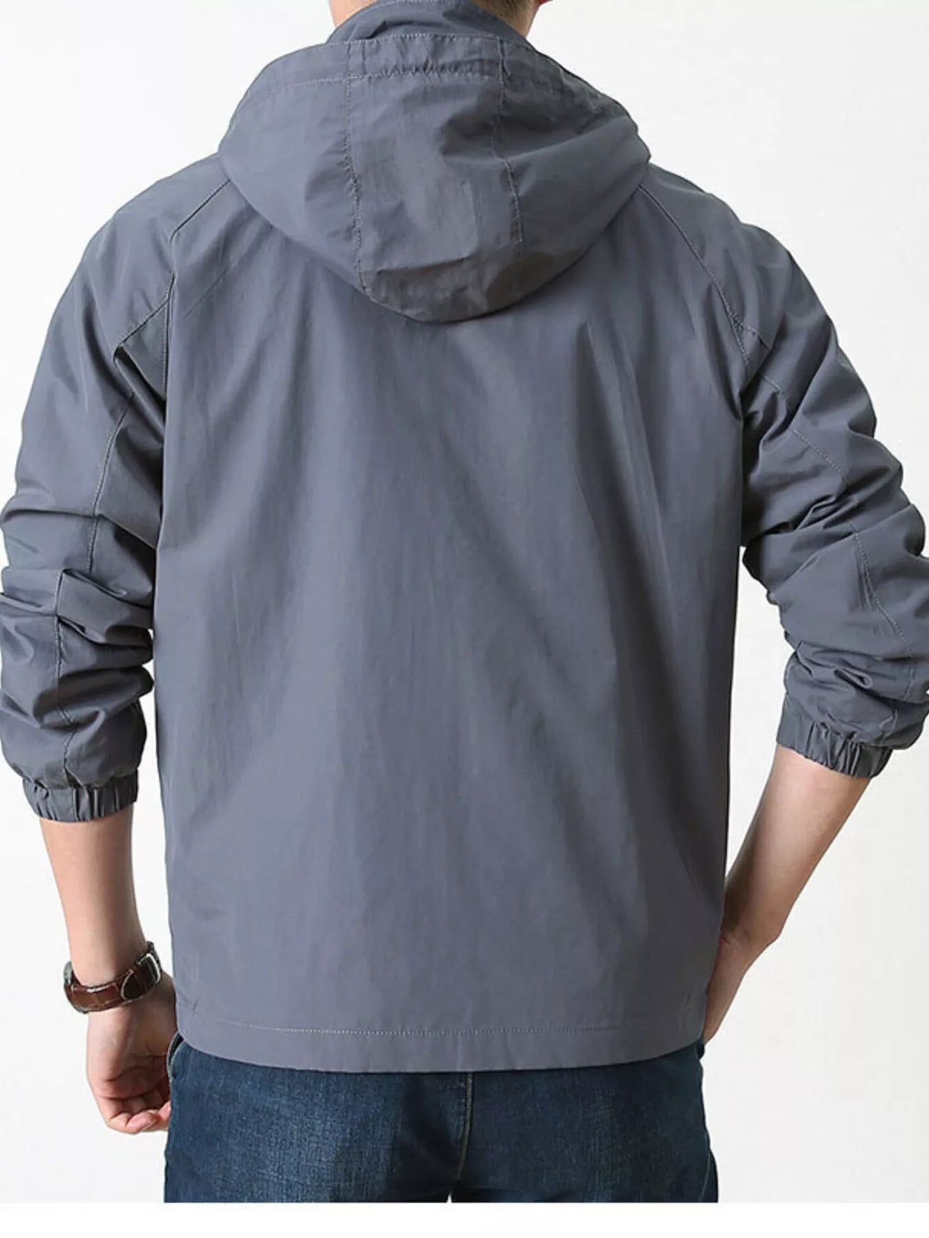 Men's Plus Size Lightweight Hooded Windbreaker Jacket