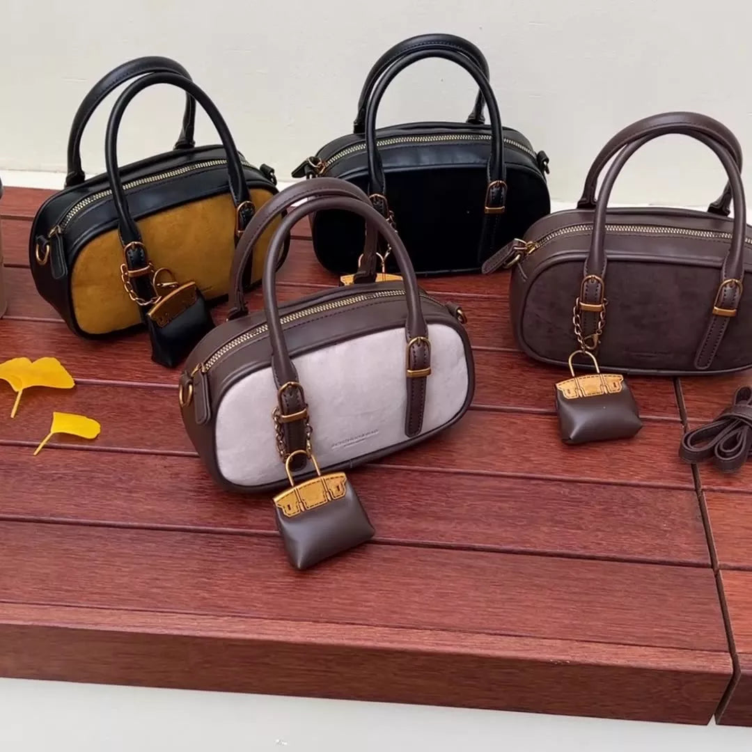 Barrel Crossbody Bag with Detachable Charm