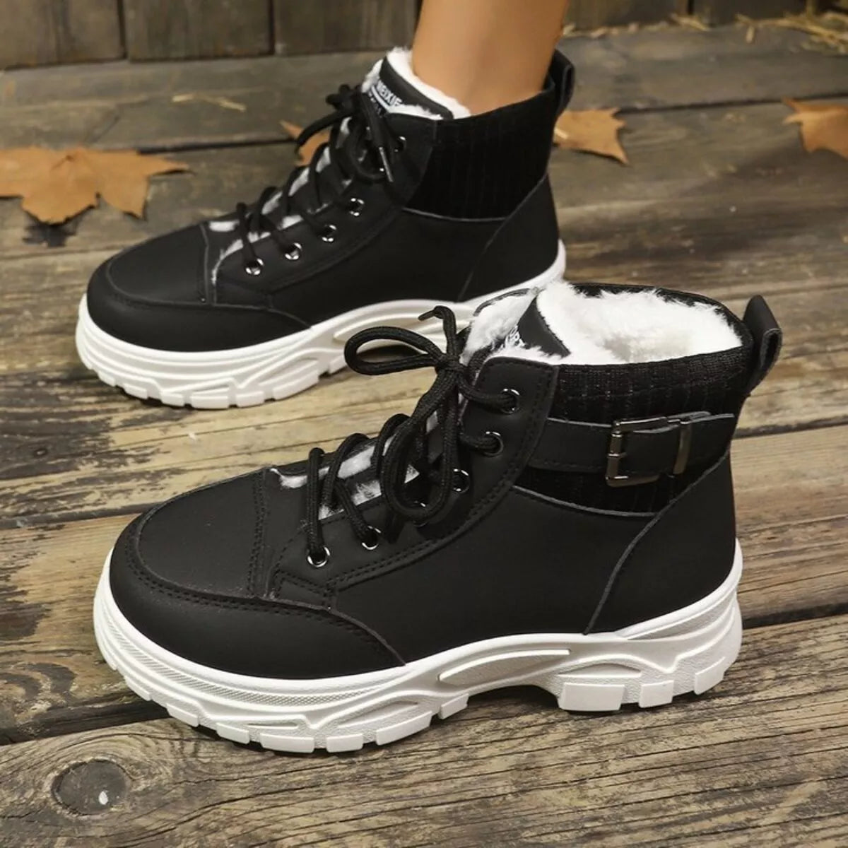 Plush Lining Lace Up Boots