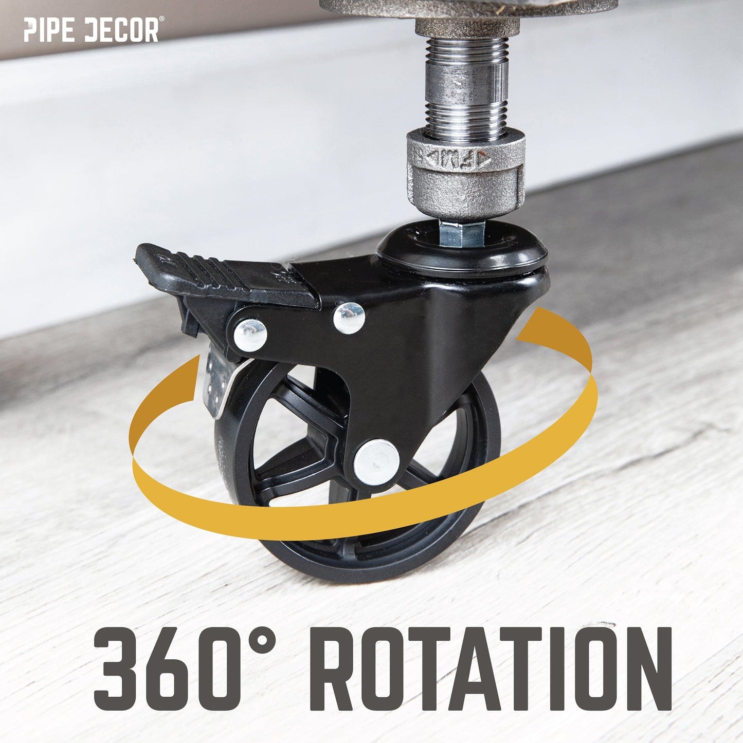 Swivel Caster Wheels for  1” Pipe with Locking Mechanism (4-Pack)